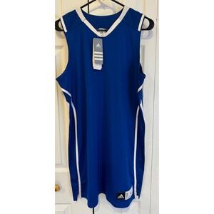 NEW Adidas Pro Team Basketball Sleeveless Royal Blue White Jersey Women's Size L